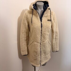 L.L. Bean Cream Teddy Jacket with Navy Details